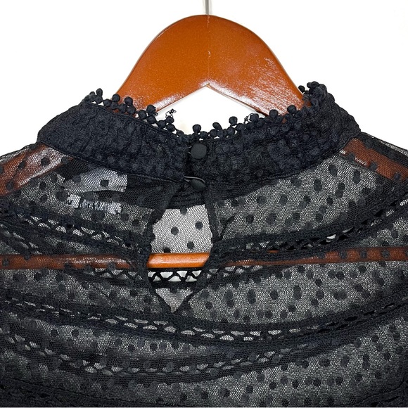 Saylor Mesh Swiss Dot Whimsigoth Delilah Embroidered Floral Sheer Blouse Small - Picture 7 of 12